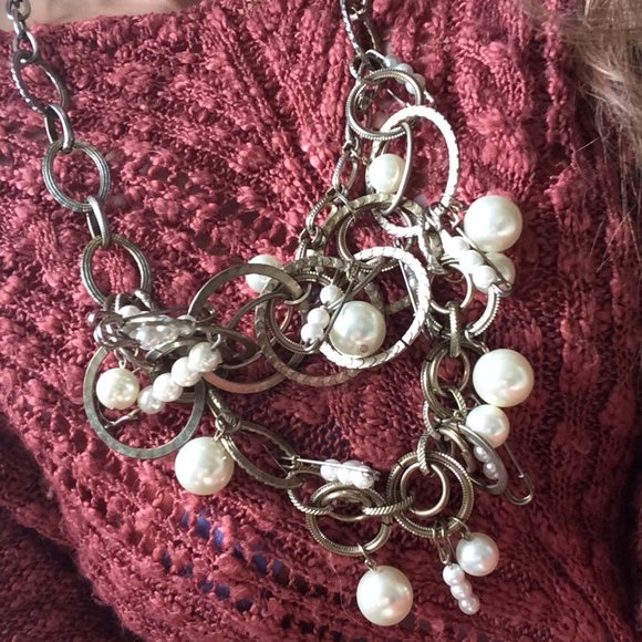 Hoops, Pearls and Safety Pins Necklace - Picture 4 of 9